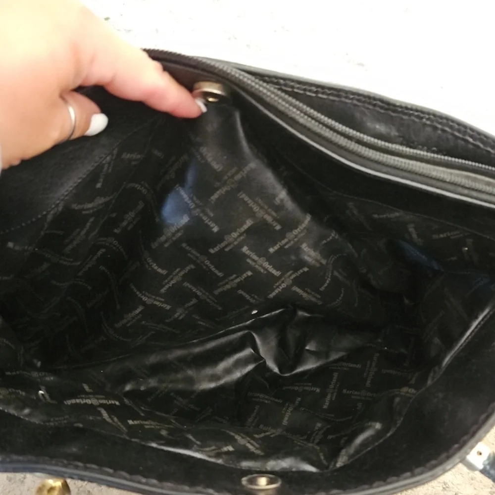 Mario Orlandi Vintage Black Leather Large Tote Bag
